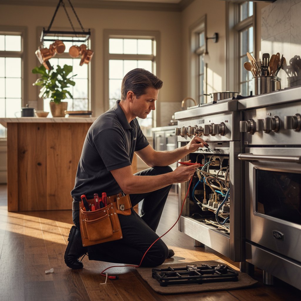 Viking appliance repair technician at work in Arvada